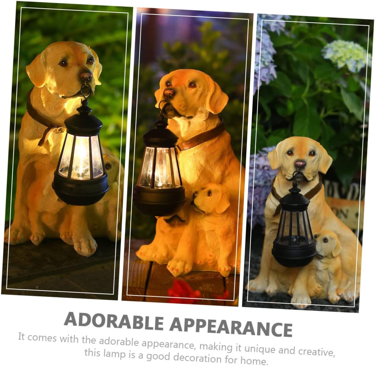 Dog Shaped Solar Light Outdoor Resin Ornament for Garden Decor Nightlight Statue for Courtyard Lawn Energy Saving Easy to Install Decorative Dog Figurine