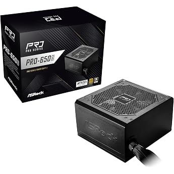 ASRock PRO Standard Model PC Power Supply Unit 650W 80PLUS GOLD ATX 3.1 Direct Connection Cable PRO-650G