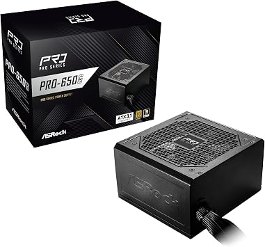 ASRock PRO Standard Model PC Power Supply Unit 650W 80PLUS GOLD ATX 3.1 Direct Connection Cable PRO-650G