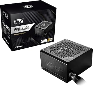【Amazon.co.jp限定】ASRock PRO スタンダードモデル PC電源ユニット 650W 80PLUS GOLD ATX 3.1 直結式ケーブル PRO-650G