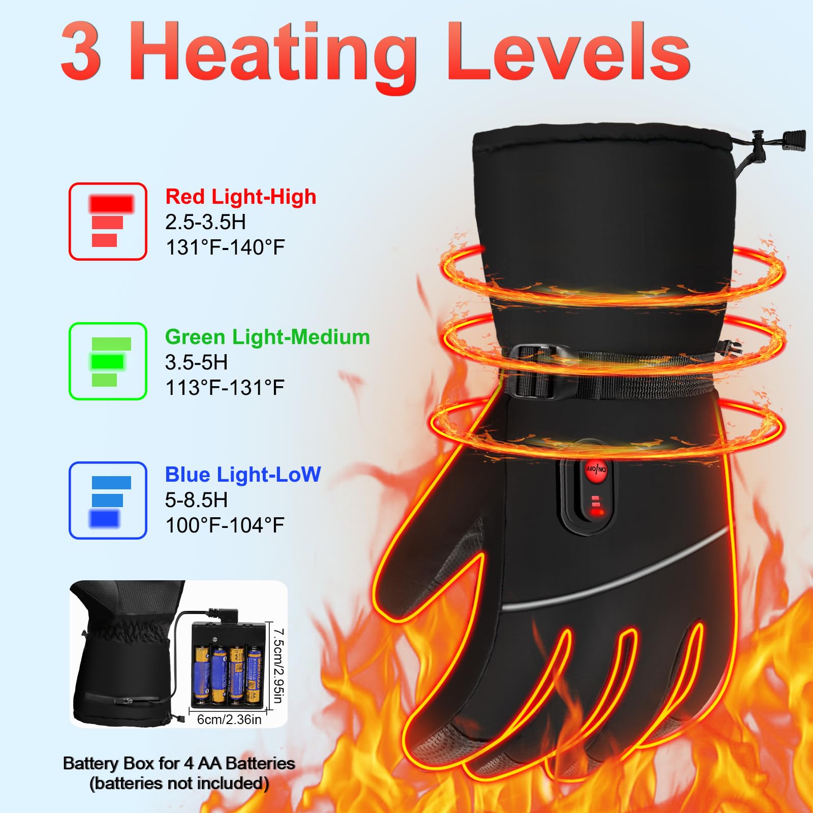 CosyHeat Electric Heated Touchscreen Warm Gloves for Men, Women - Battery Powered, Waterproof, Windproof - Ski, Camping, Cycling, Hiking, Working