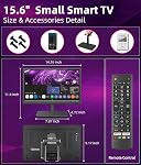 Feihe 15.6 Petits malins de pouce TV HD 1080P LED, Télévision intelligente écran plat avec ATSC Tuner/HDMI/USB/AV pour cuisine, RV, Campeur, chez soi & Chambre à coucher ou divertissement sur le trajet