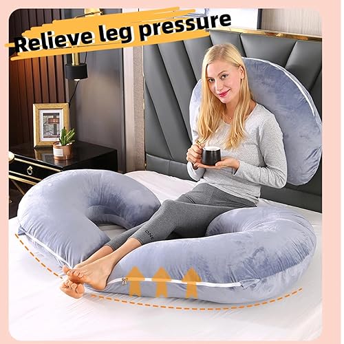 Miniatura 2 de Almohadas de embarazo para dormir, almohada de cuerpo completo en forma de C para mujeres embarazadas, almohada de embarazo suave con funda de