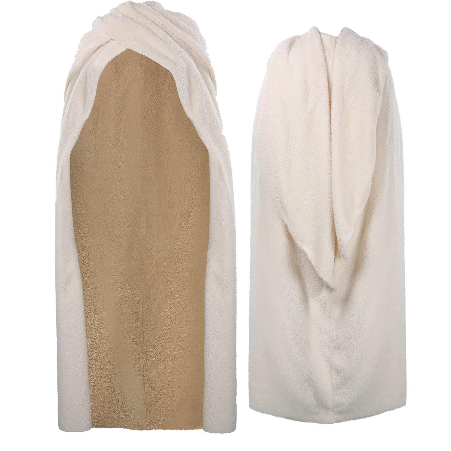 KoleGoe Women's Padme Cosplay White Velvet Cloak Jacket Double-sided Velvet Cape Halloween Carnival Costume (White, M) โ image 1