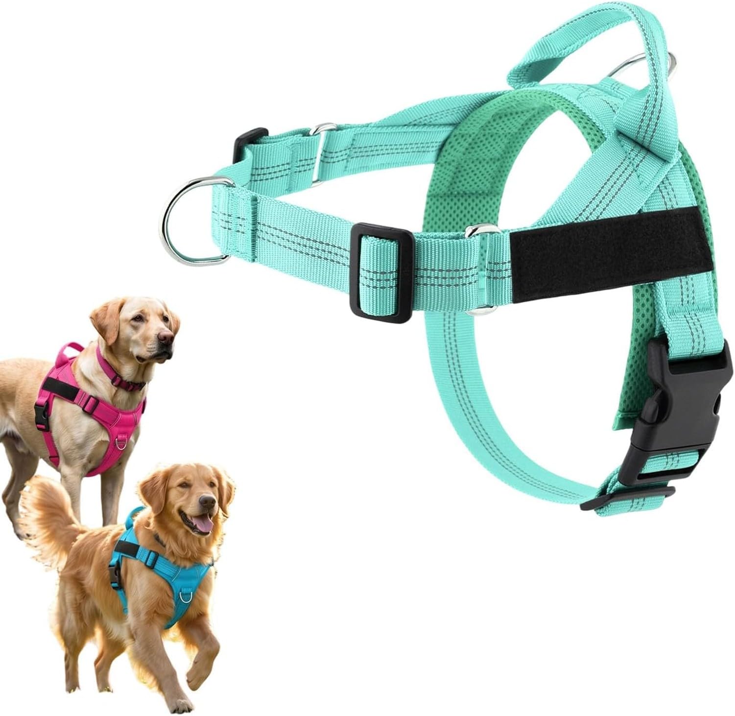 XIUNYIE No Pull Dog Harness, Adjustable Reflective Nylon Dog Vest with Easy Control Handle, Comfortable Choke Free for Small Medium Large Dogs Walking Training, #F, XL