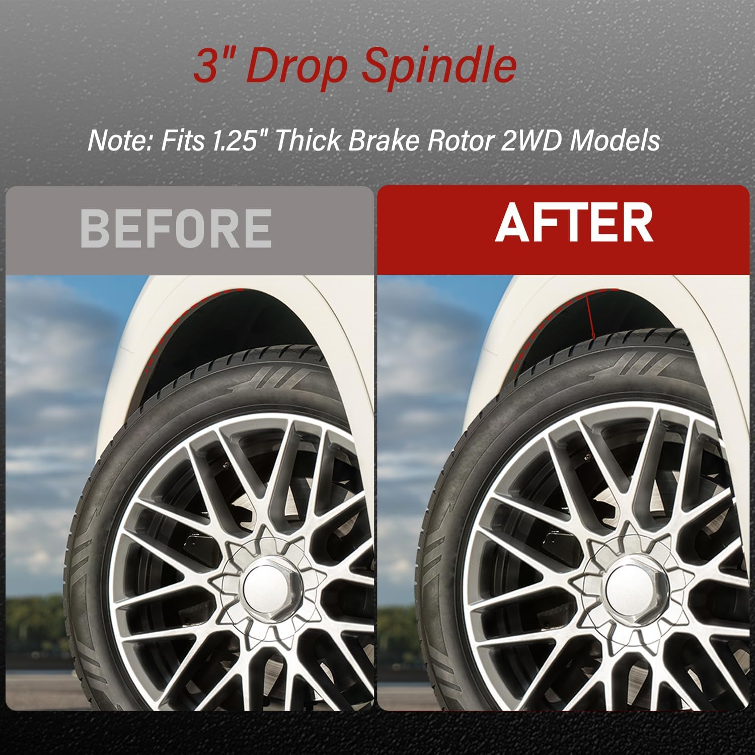 3" Lowering Drop Spindles Steering Knuckle Compatible with Compatible with 1973-1991 Chevrolet C-10 R10 R1500 C1500 Suburban (FITS 1.00" Thick Rotor 2WD ONLY)