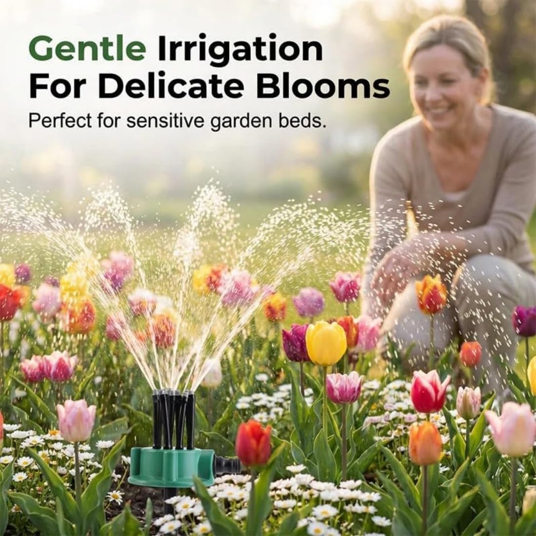 Irrigatore per Prato e Giardino con 12 Tubi Flessibili - Irrigatore Rotante a 360°, Sistema di Irrigazione di Precisione per Prati, Aiuole, Orto, Patio e Piccoli Giardini (5)