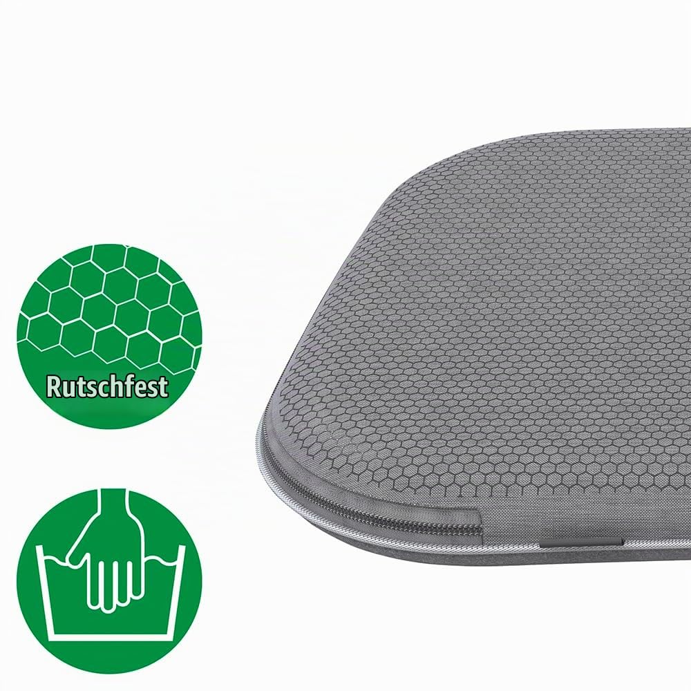 Leitz iComfi kompaktes beheizbares Kissen, kabelloses Wärmekissen zum Sitzen, auch für unterwegs, 15 Std Akkulaufzeit, 3 Wärmestufen, Schnellaufheizung, Abschaltautomatik, Grau, 40x30x3cm, 65920085