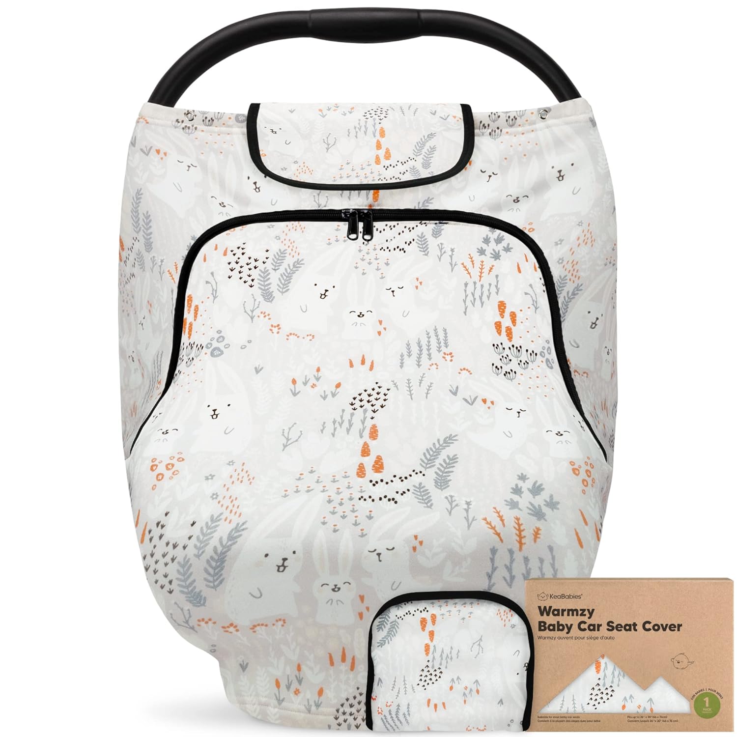 Baby Car Seat Cover for Boys, Girls – Breathable Infant Carseat Canopy for Winter, Rain, Universal Stretchy Fit Nursing Cover for Breastfeeding Newborns, Super Soft, Easy Access Zip Window (Fable)
