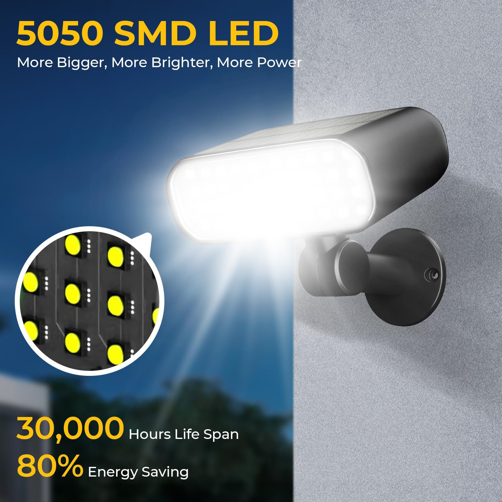 Solarleuchten für den Außenbereich, 3 Modi, Bewegungsmelder, Wandleuchten mit superhellen 5050 SMD-LEDs, 180° verstellbare Sicherheitsleuchten, für den Außenbereich, IP67, wasserdicht, für