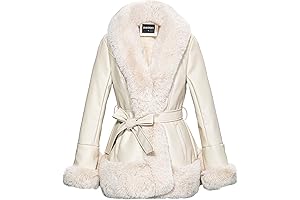 Women's Faux Leather Parka with Ultra-Soft Faux Fur Collar