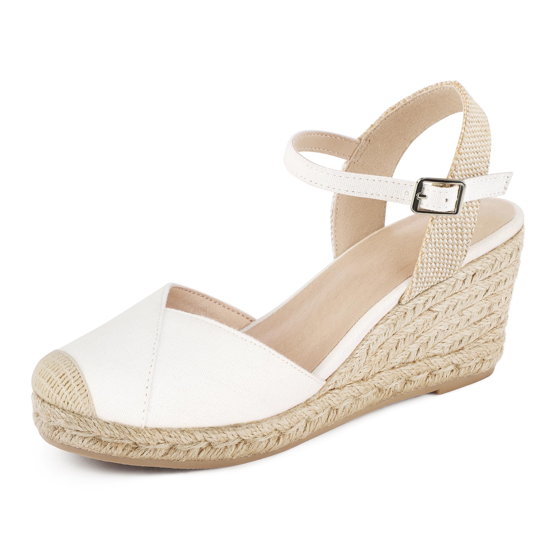qonetic Women's Closed Toe Platform Sandals Summer Buckle Ankle Strap Espadrilles Wedge Sandals-picture-16