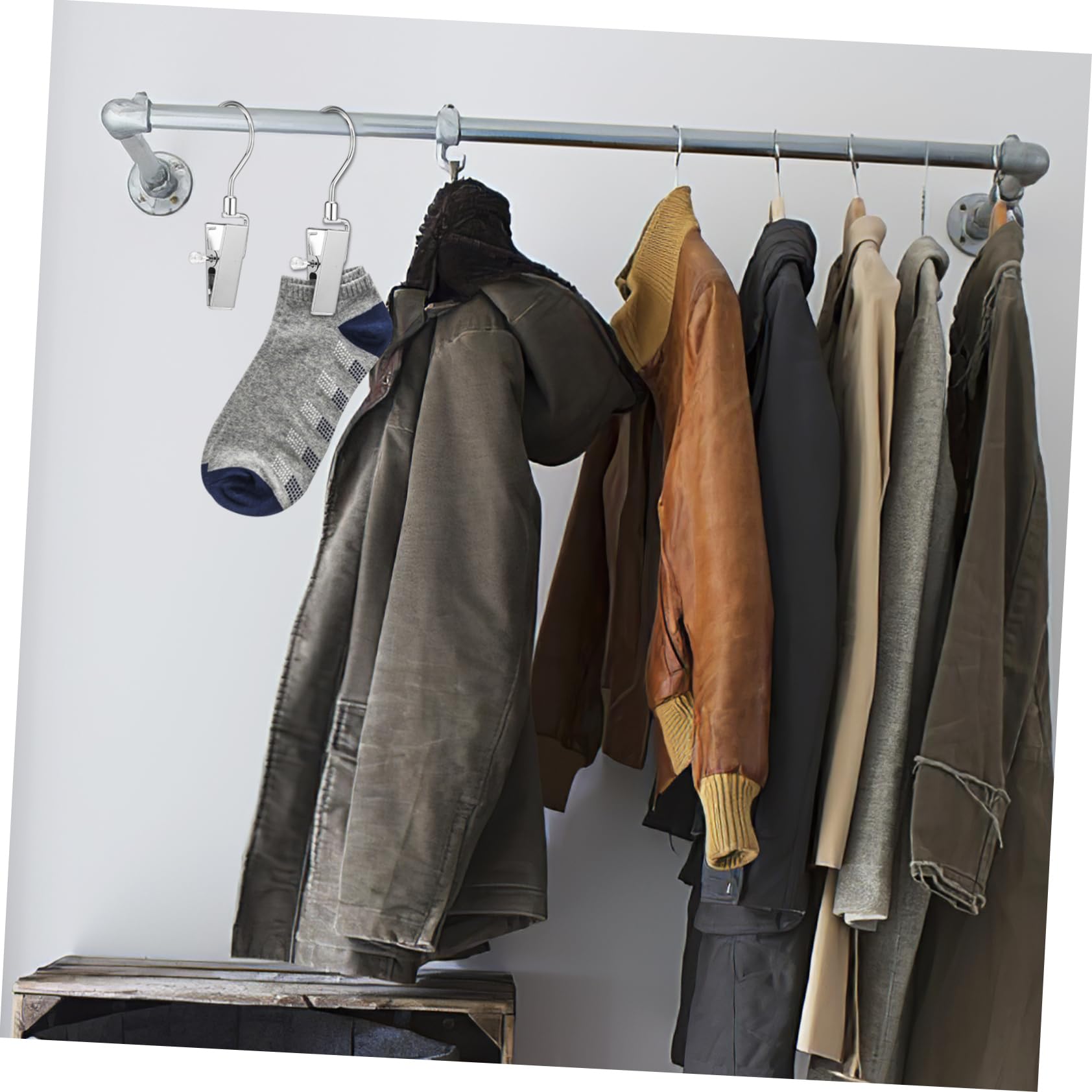 10piezas Pinzas De Metal para Ropa Perchas Giratorias para Zapatos y Sombreros Organizador para Armarios y Tiendas