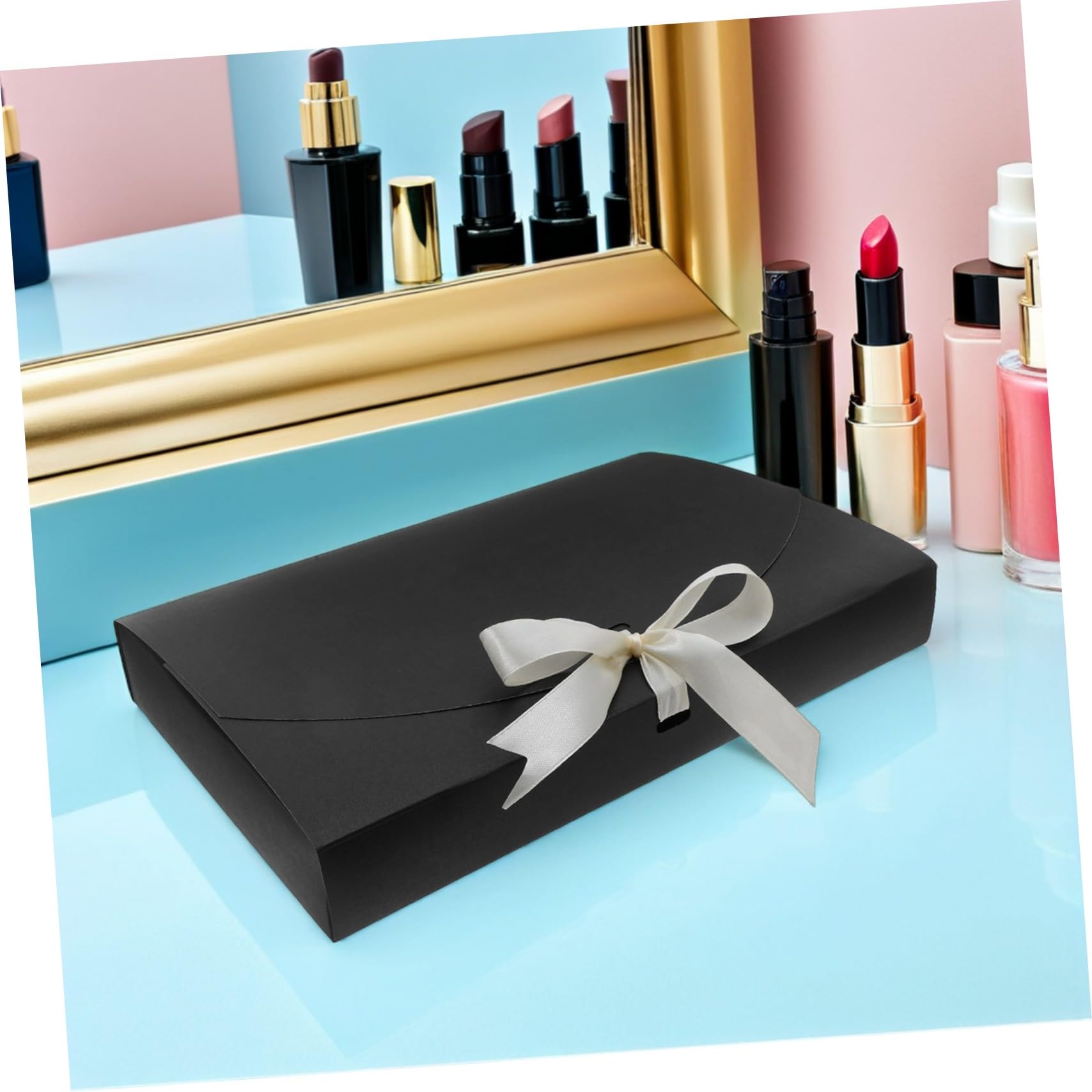 DOITOOL Scatole Regalo Rettangolari in Carta Nero con Fiocco 26x17.5x3.5 Cm – Confezione da 20pezzi per Scarfes, Intimo, Camicie, Matrimoni, Bridesmaid, Natale