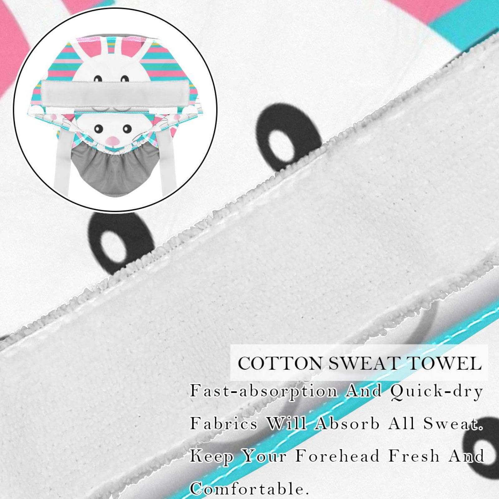 IROLSKDNFH 2 Pcs Working Cap with Buttons Sweatband Happy Easter Day Bunny Ribbon Tie Back Bouffant Hats