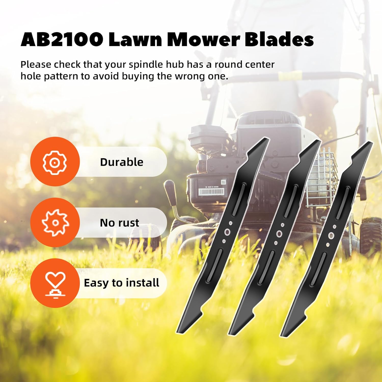 Upgrade 21 Inch AB2100 Lawn Mower Blade (3 Pack),Replace for 3705938001,Compatible with geo Power+ 56V Models LM2100 LM2101 LM2100SP LM2102SP