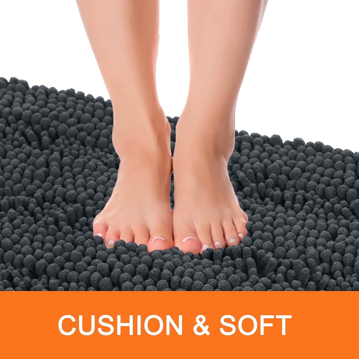 Bathroom Rugs, Soft Chenille Bath Mat, Super Absorbent Water Bath Rugs, Striped Pattern Bath Mats for Bathroom Non Slip, Machine Washable, Bath Mats for Indoor and Bathroom Floor, 32"x20" Light Grey : Home & Kitchen