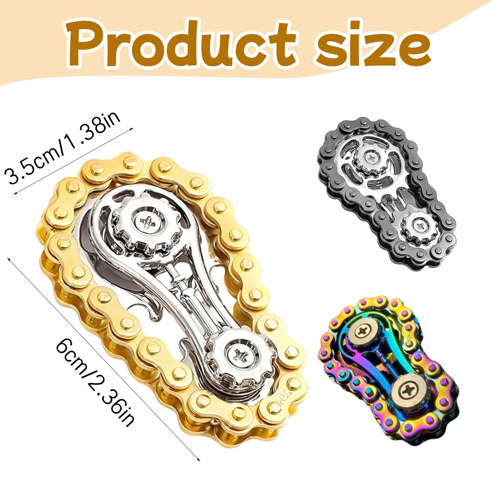 3Pcs Bike Chain Fidget Toy,Single Finger Smooth Fast Bearings Bike Chain Gears Anxiety Relief,Bike Chain Fidget - Image 2