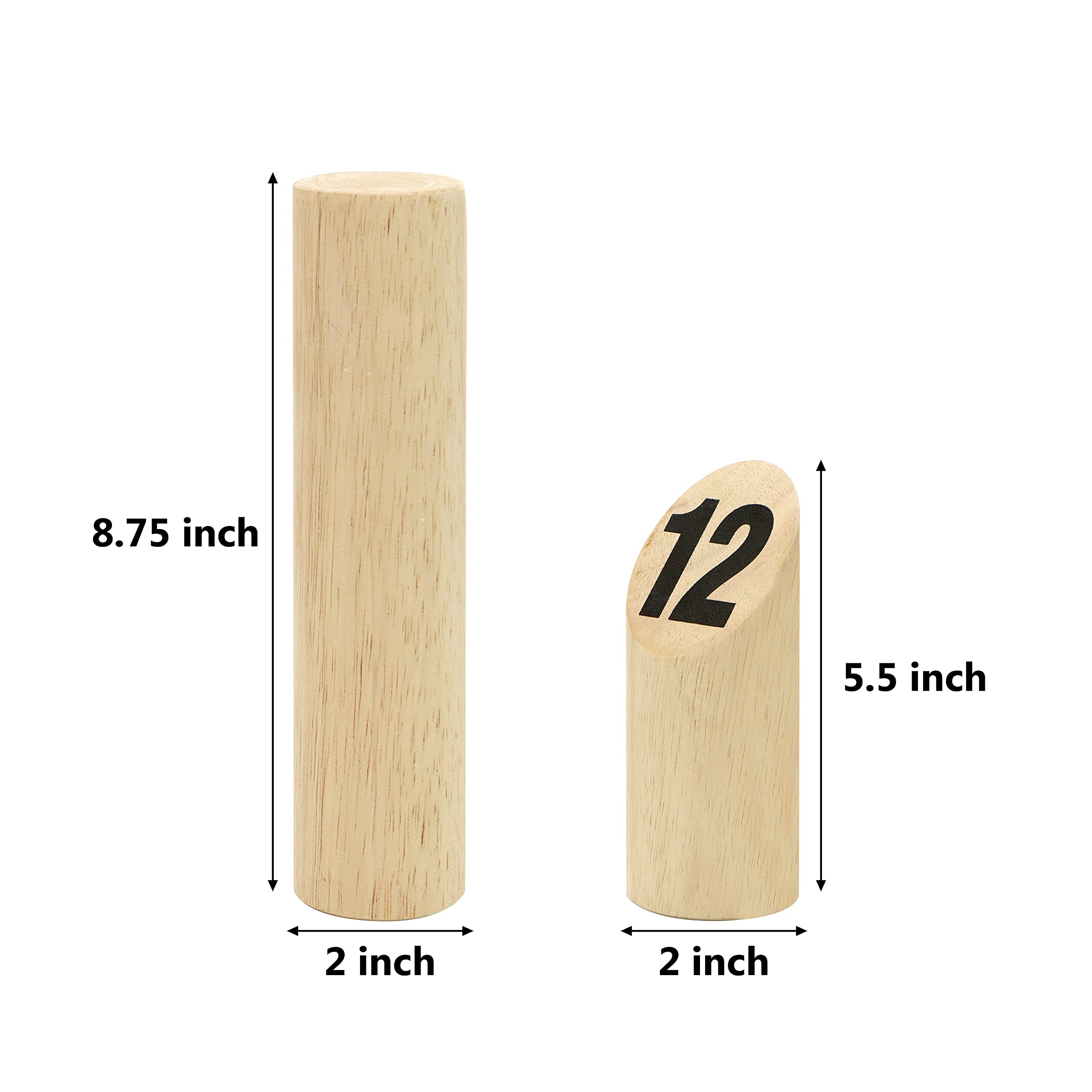 JOYIN 12 Wooden Throwing Game Set Pin & Skittles Game, Number Block Tossing Game, Original