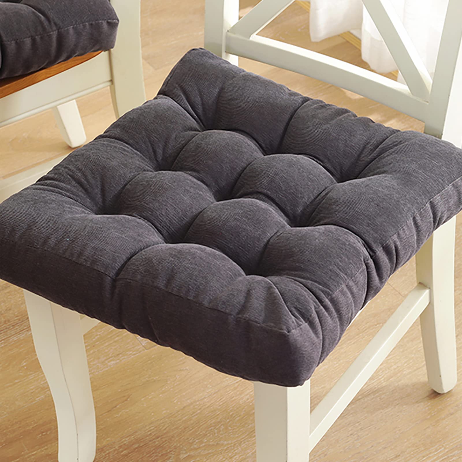 Tufted Cushion Corduroy Comfort Soft Tatami Seat Cushion Pads for Living Room - Modern Simple Thicken Chair Cushion for Yoga, Balcony & Bay Window in White - 48x48cm