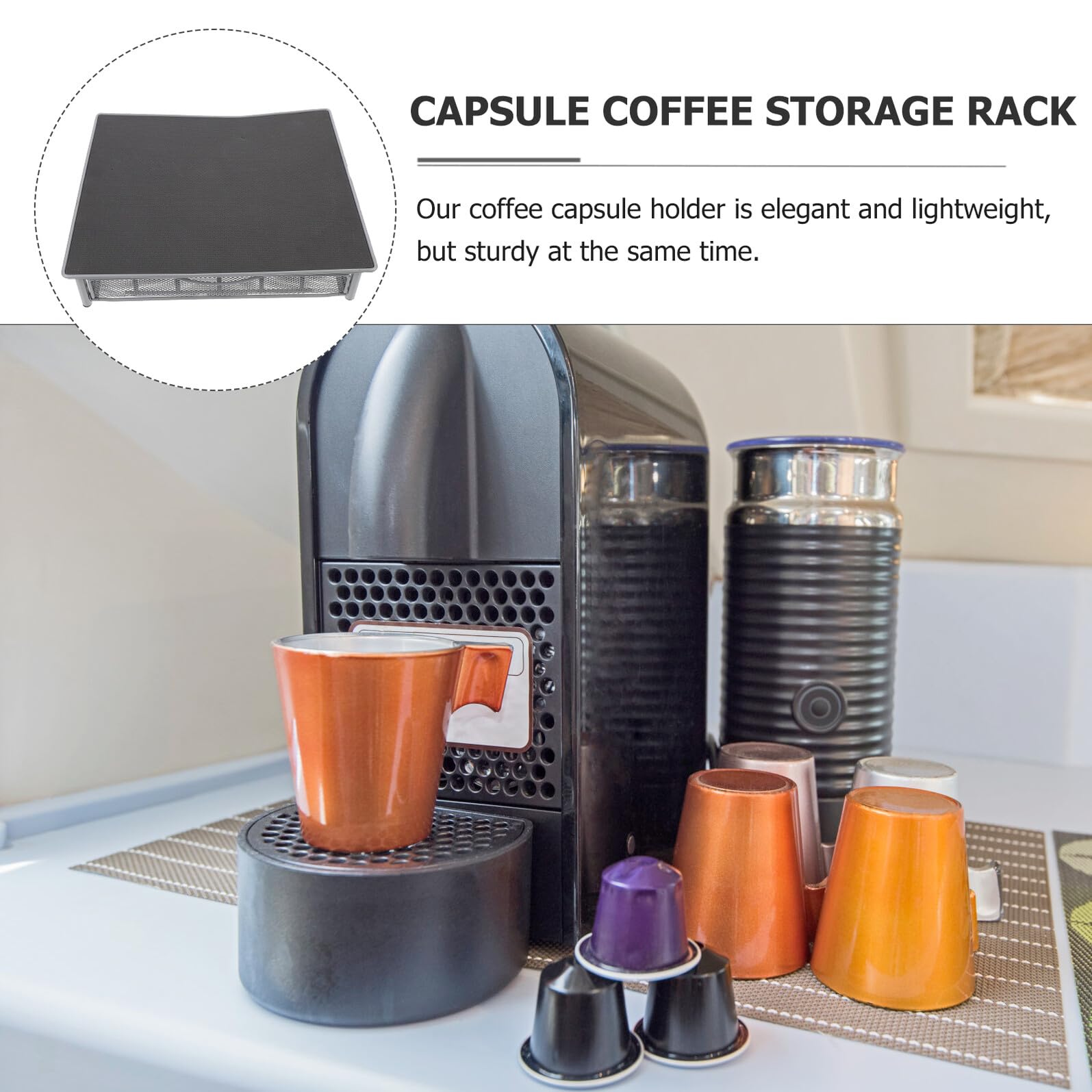 VANZACK 1pezzi Porta Capsule Caffe in Ferro Cassettino Porta Capsule di Caffè Organizer Cialde Caffè Portatile Design Cassetto Salvaspazio per Casa Ufficio Bar