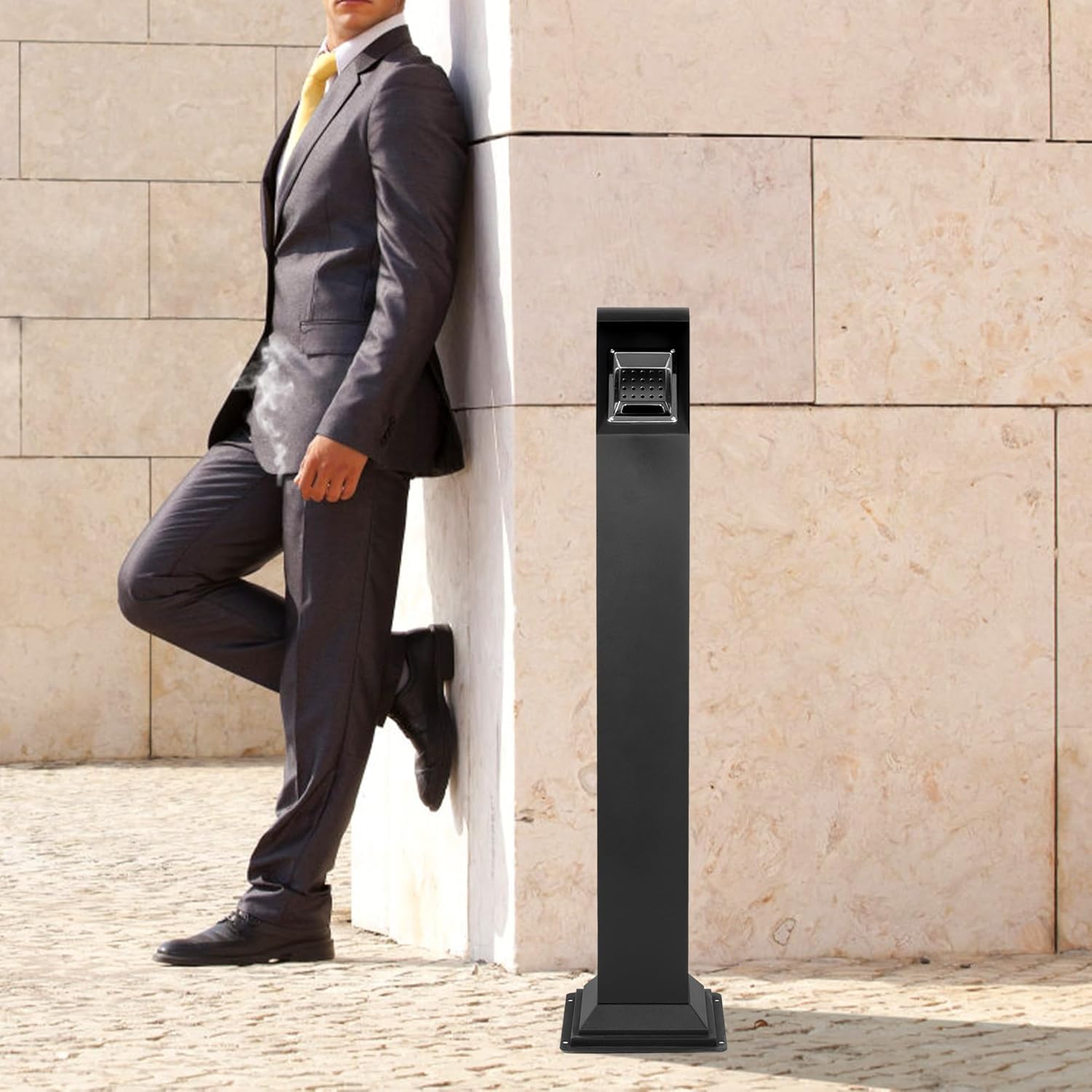 Contenedor de basura de 1,2 m de pie de acero inoxidable para exteriores, cubo de basura vertical independiente con llave, cubo de basura para interior al aire libre, pub hotel, restaurante