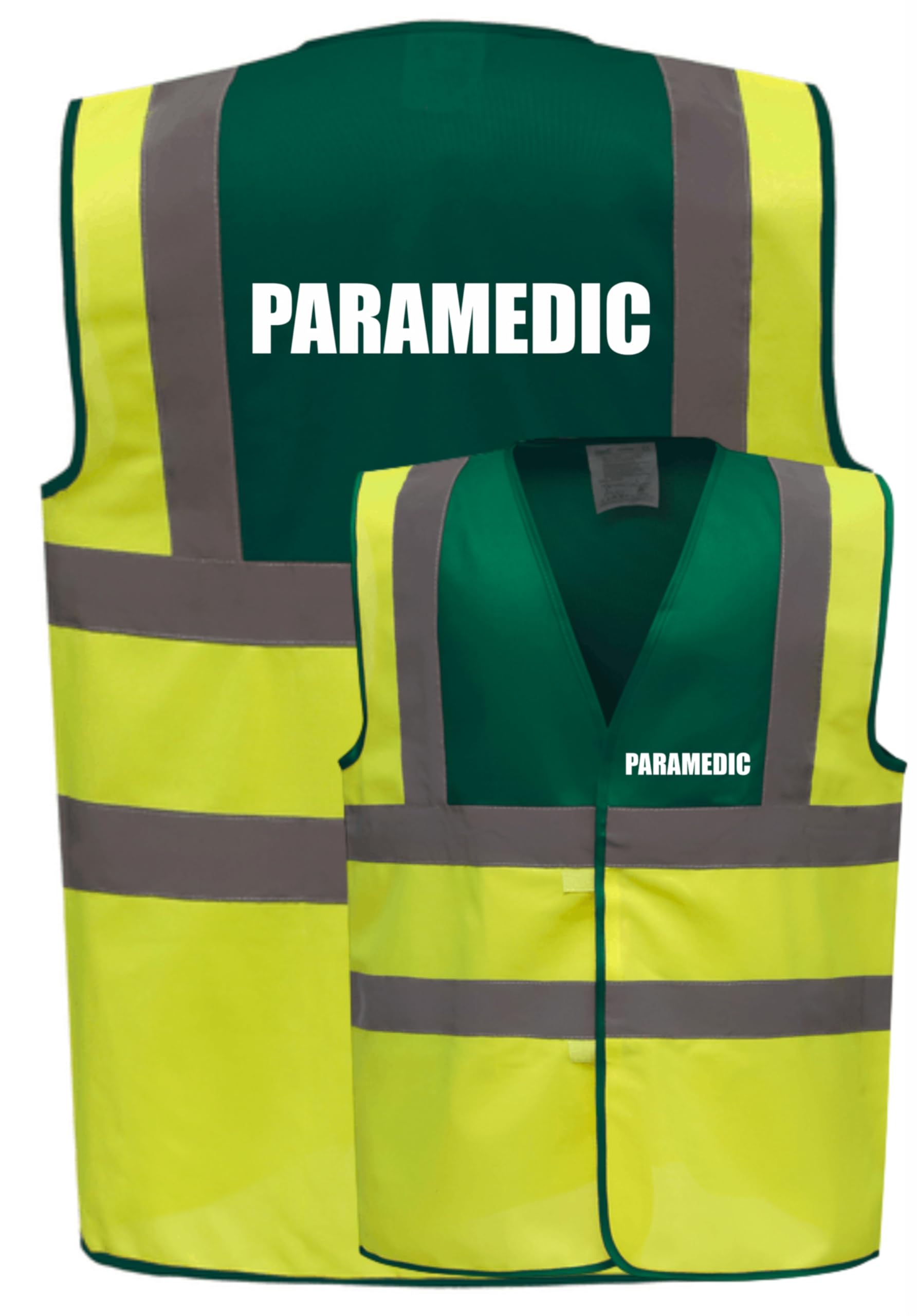 Brook Hi Vis Uk Unisex Green Premium Paramedic Yellow Hi Vis Viz Reflective Safety Vest Waistcoat, Reflective High Visibility, XX-Large