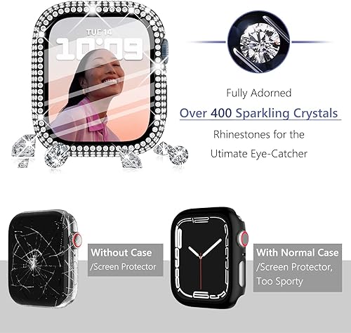 Vista 43 de WINGLE Paquete de 10 fundas protectoras de pantalla para Apple Watch de 1.575 pulgadas SE 3/2/1 Series 6 5 4 con vidrio templado, carcasas Paquete