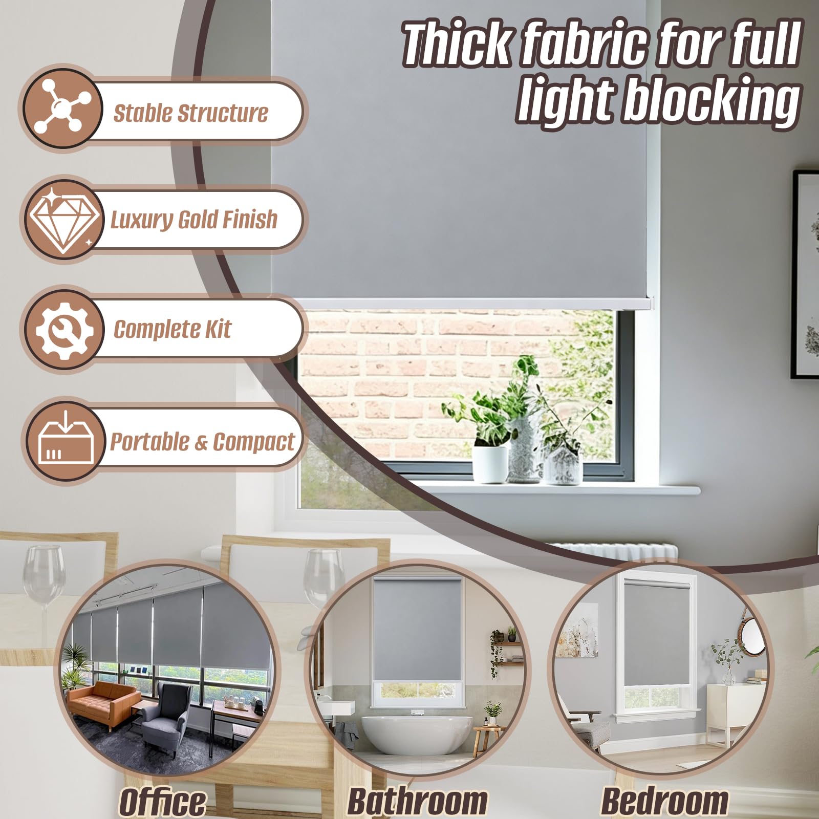 Tende a Rullo, 120 x 180 cm Tenda da Sole per Esterno in Poliestere Grigio Chiaro, Tenda da Sole Verticale a Rullo per Esterno Avvolgibile Anti UV con Cordino per Balcone Ufficio Bagno