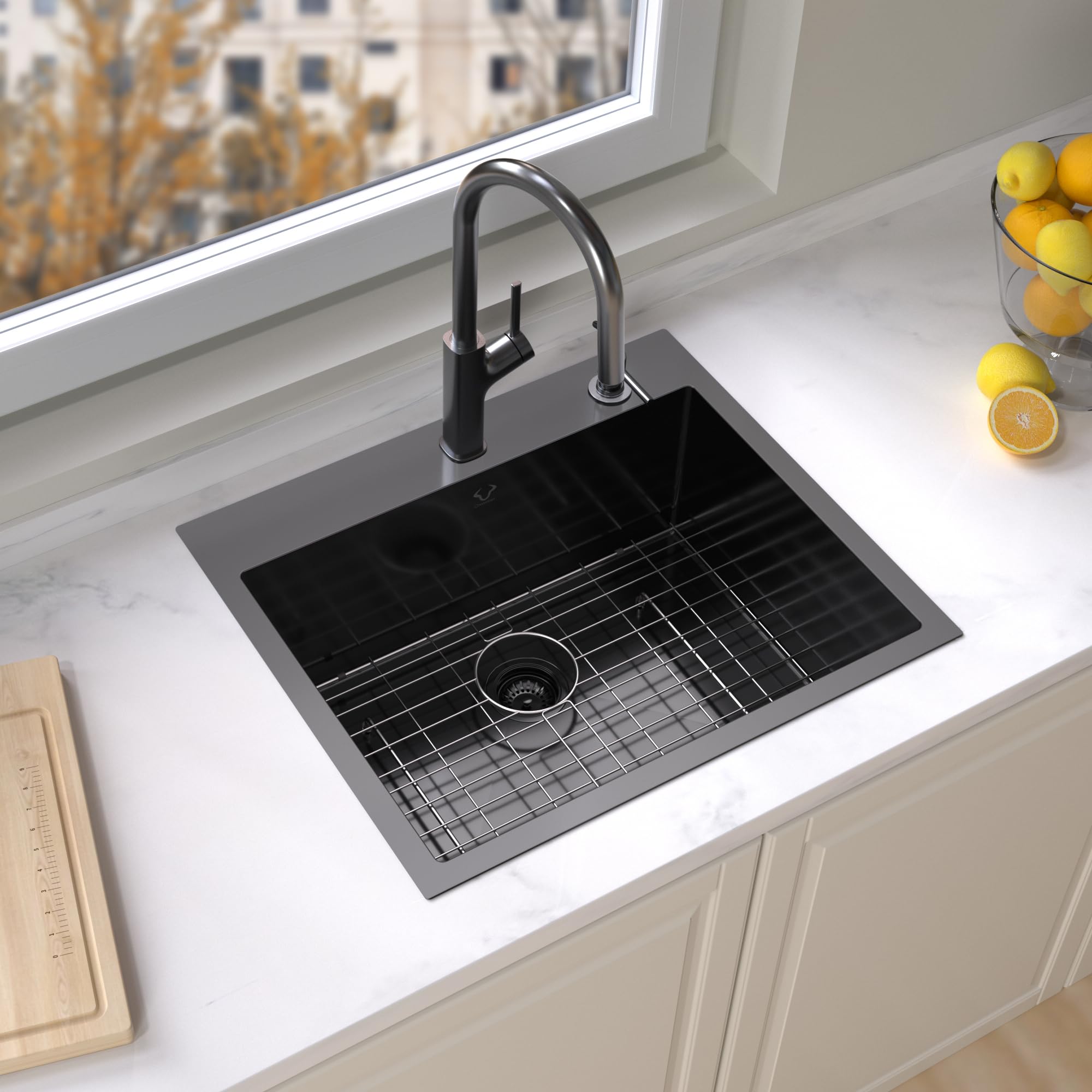 Drop In Kitchen Sink 27 Inch Black Top Mount Sink 16 Gauge