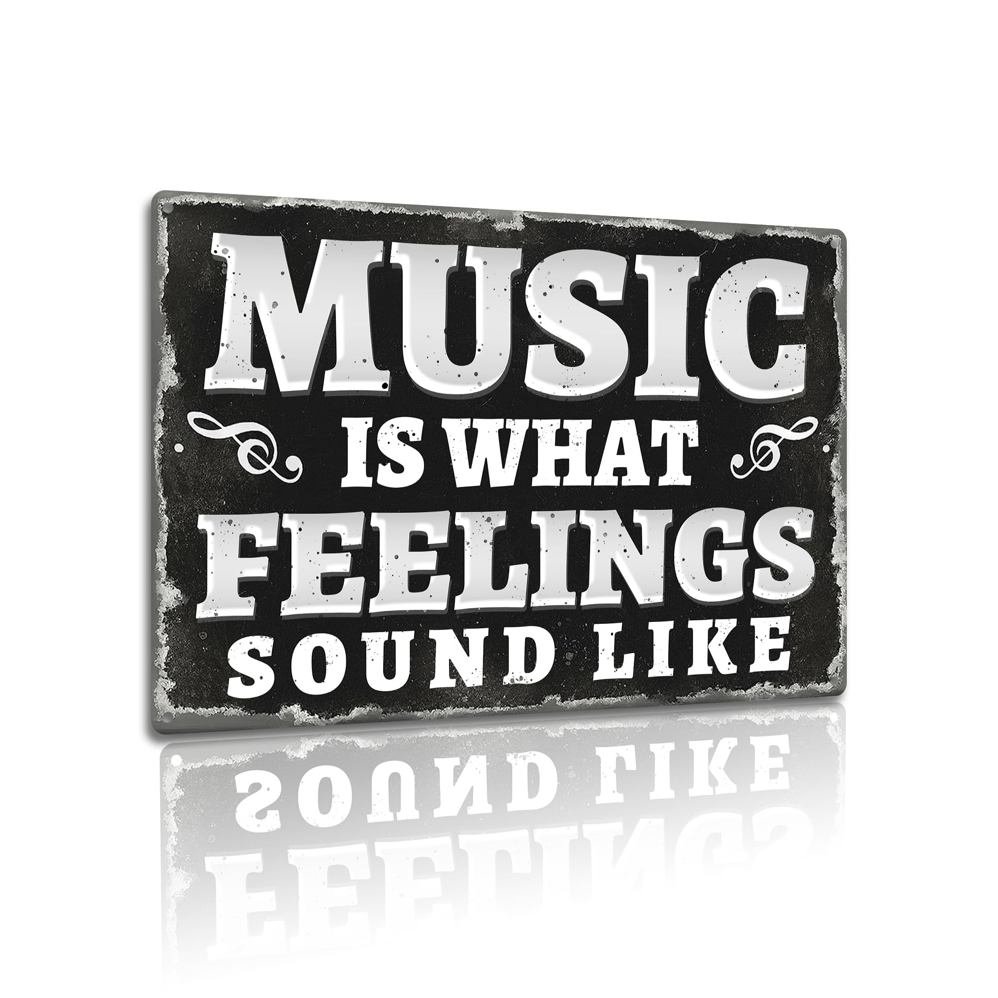 "Music Is What Feelings Sound Like" Metal Sign - Inspirational Quote Aluminum Plaque for Musicians & Music Lovers 8x12 Inches (2594)