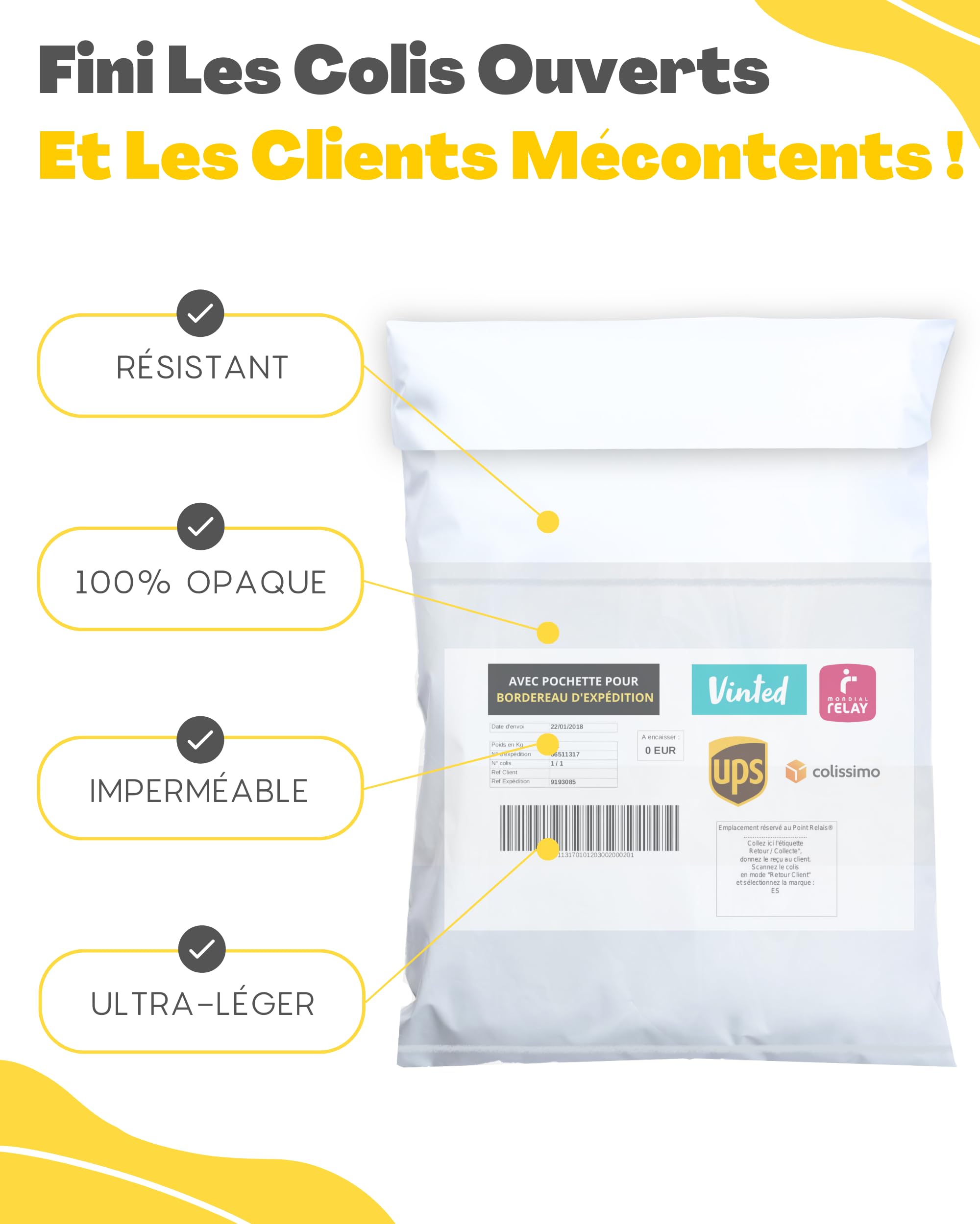 30 Pochettes Emballage Vinted EMBALLAX - Enveloppes Expédition Opaque Imperméables Taille S/M/L