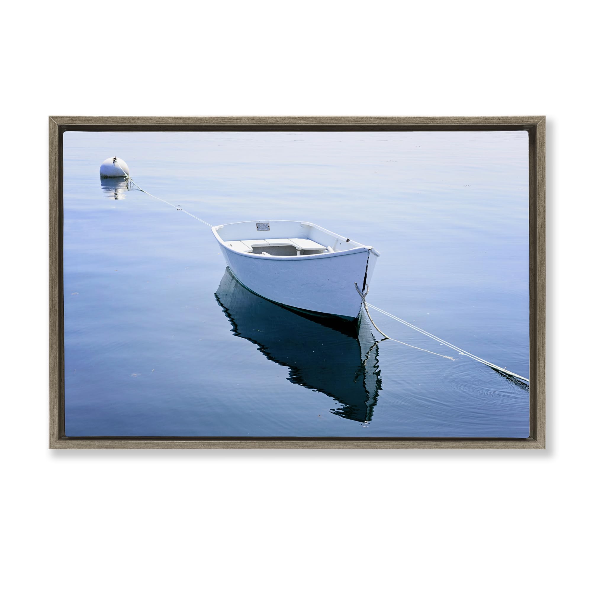 Stupell Industries Montalcino Elm (Textured) 'Boat Tied To Dock'| Floating Frame Canvas Art