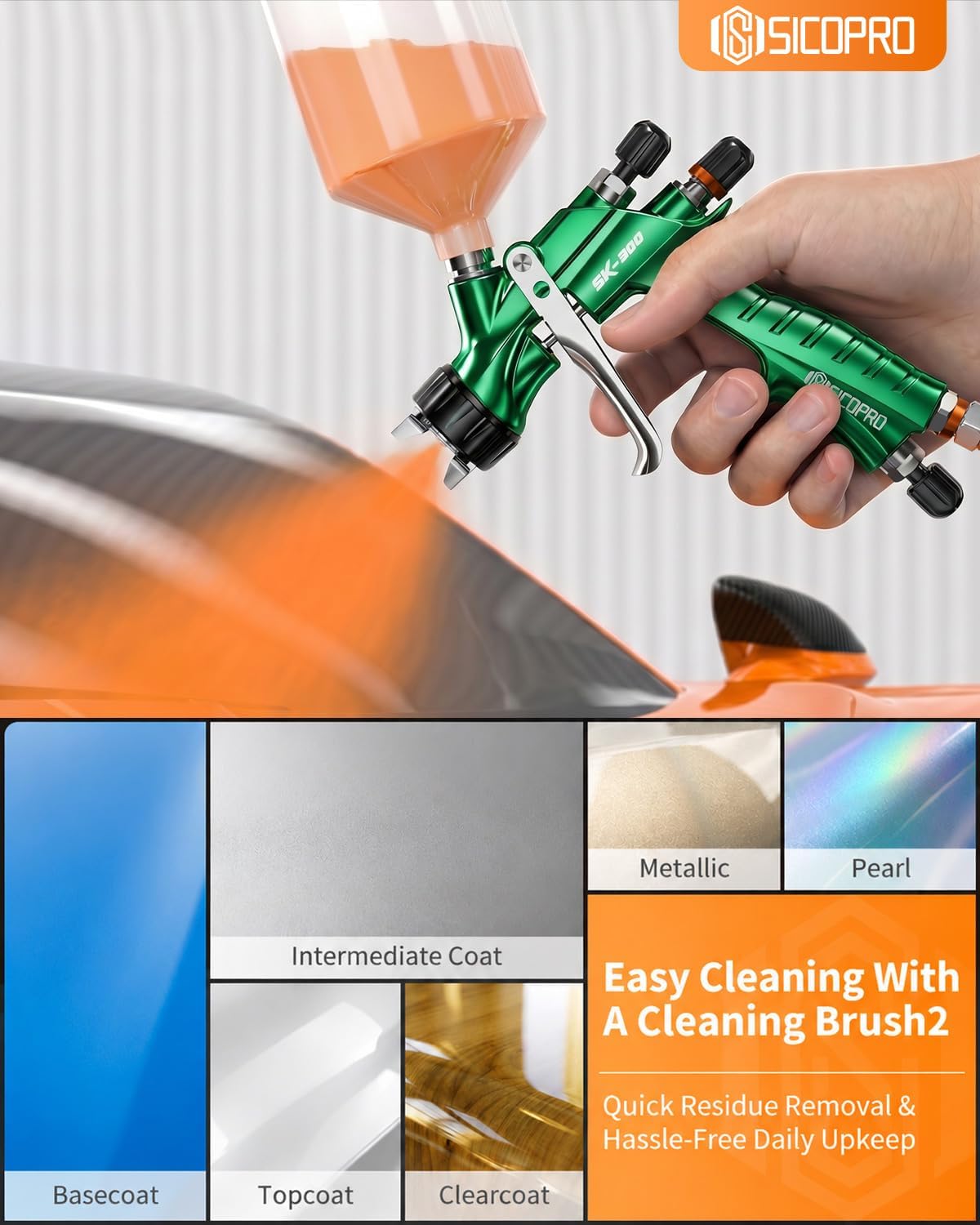 Professional LVLP Spray Gun, Automotive Paint Gun | Paint Sprayer Gun for Painting Cars, Paint Guns Automotive, Upgraded Car Painting Gun,1.3mm High-Precision Nozzles