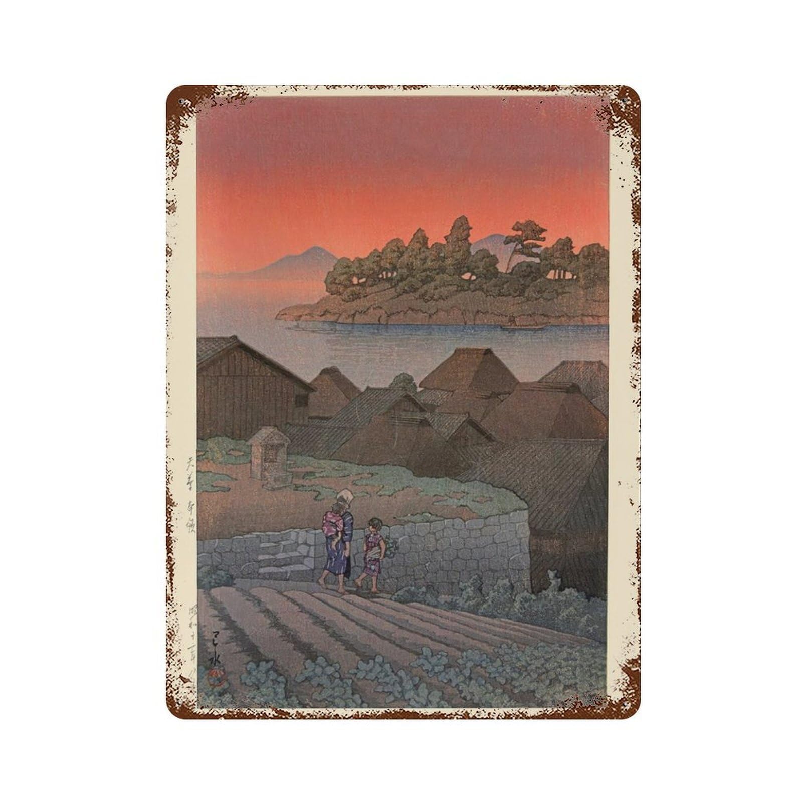 xiaoxiaoshen Kawase Hasui Amakusa Wall Decor Art Metal Tin Poster Modern Home Decor Art Home Bar Shop Decorations Vintage Sign 40x30cm