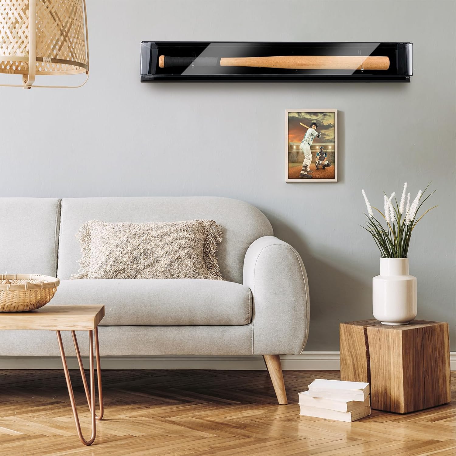 Baseball Bat Display Case Wall Mounted Tabletop Bat Display Case W/98% UV Protection Holder for Sport Collector Memorabilia Birthday Gift(Full Size-Fits ?36 Bats)