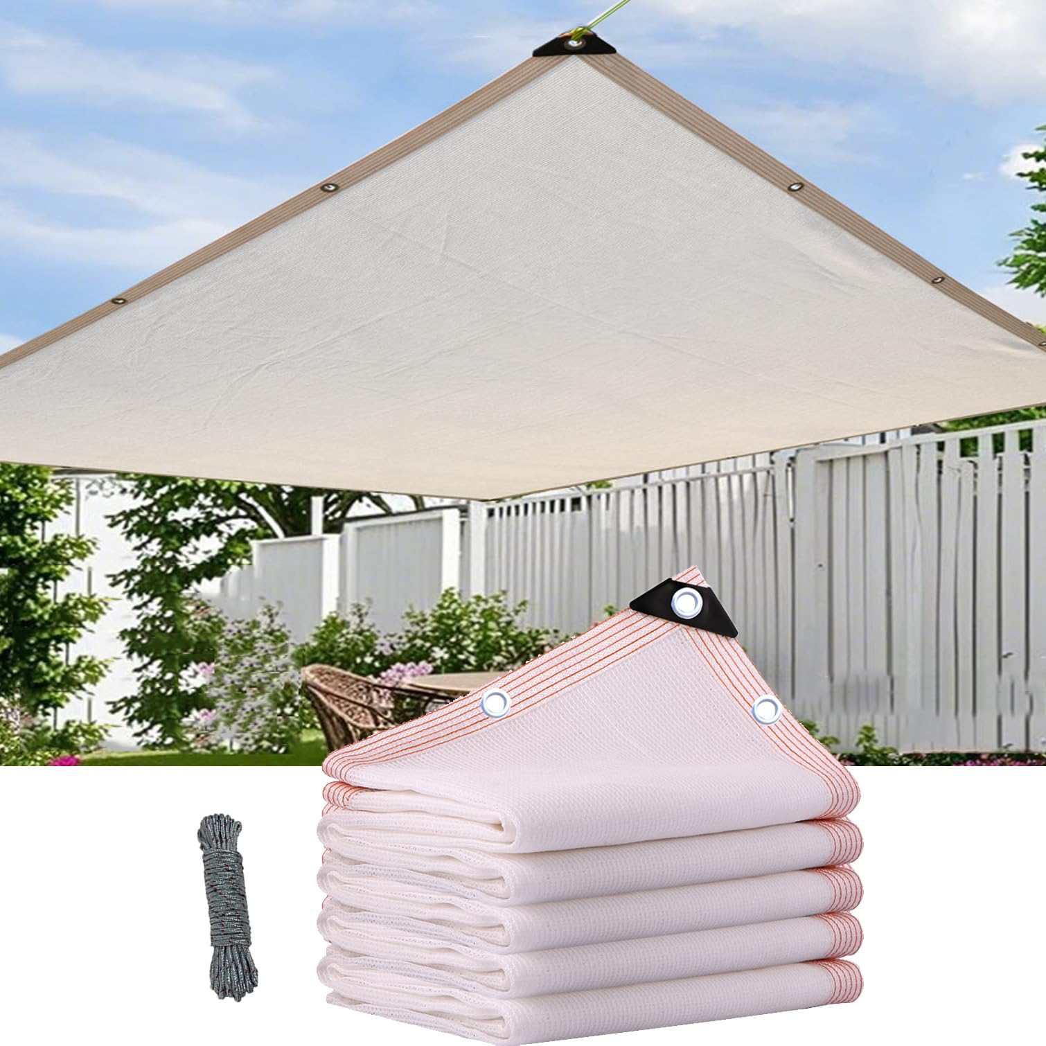 90% blokująca promienie UV, tkanina ogrodowa, biała, do roślin zewnętrznych, na patio, balkon, oddychająca tkanina z przelotkami, 200 x 1200 cm