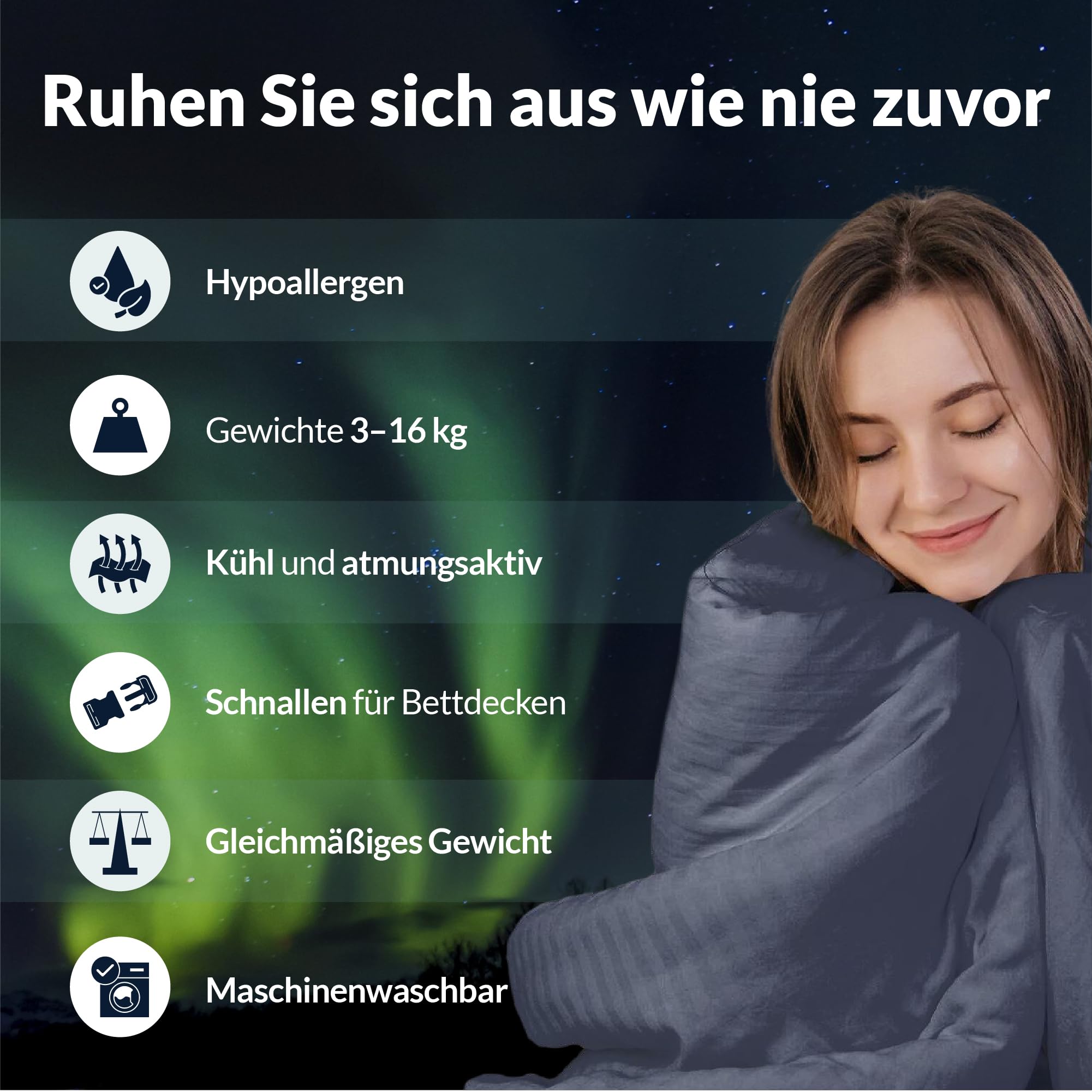 Polar Night Gewichtsdecke 135 x 200 cm 13kg Mikrofaser Oeko-TEX® 100 Standard