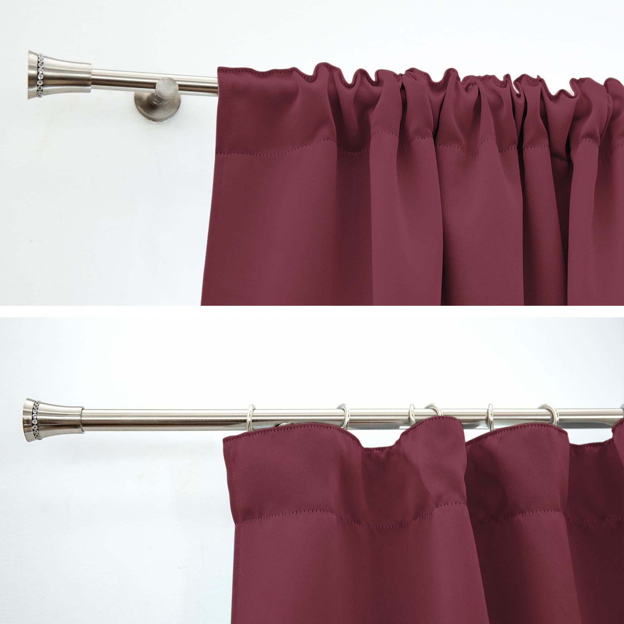 Victoria M. Aurora Verdunkelungsvorhang Blickdicht Thermovorhang mit Kräuselband, für Gardinenstangen und -schienen 140 x 245cm, Bordeaux, 2er Pack