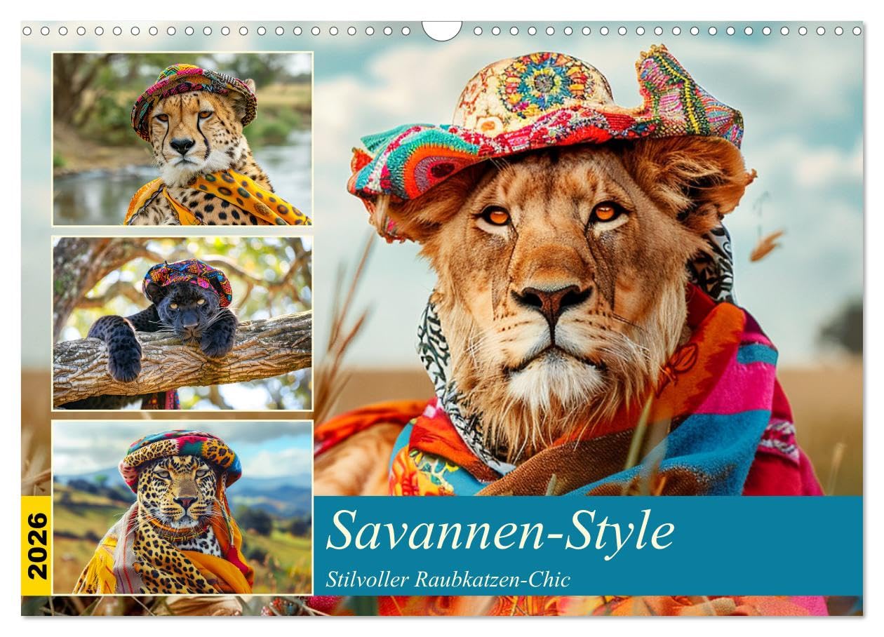 Savannah style. Stylish big cat chic UK-Version (Wall Calendar 2026 DIN A3 Landscape), CALVENDO 12 Month Wall Calendar โ image 1