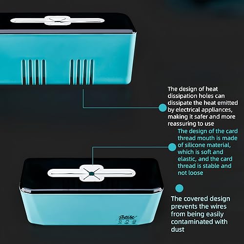 Miniatura 3 de Caja de gestión de cables premium de 11.5 x 4.5 x 4.5 pulgadas para tiras de alimentación, cargadores y adaptadores de cables de TV, organizador de