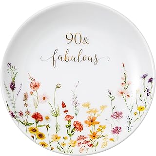 Crisky 90 Fabulous Jewelry Ring Dish for Women 90th Birthday Gifts Idea for 90 Year Old Gifts for Her Friend Sister Wife Mom Aunt Female Coworkers