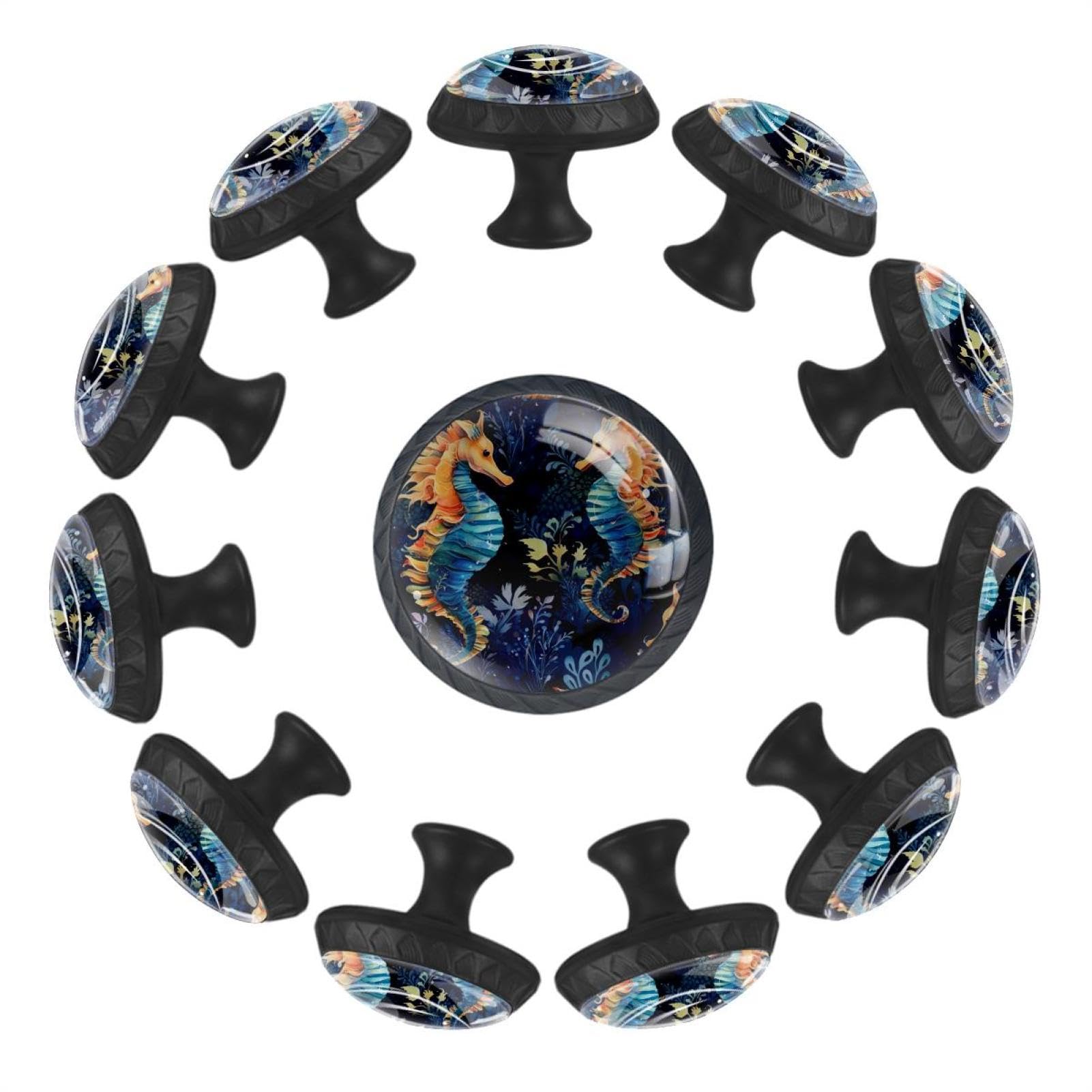 Boutons de tiroir en verre cristal bleu pour armoire de cuisine et placard