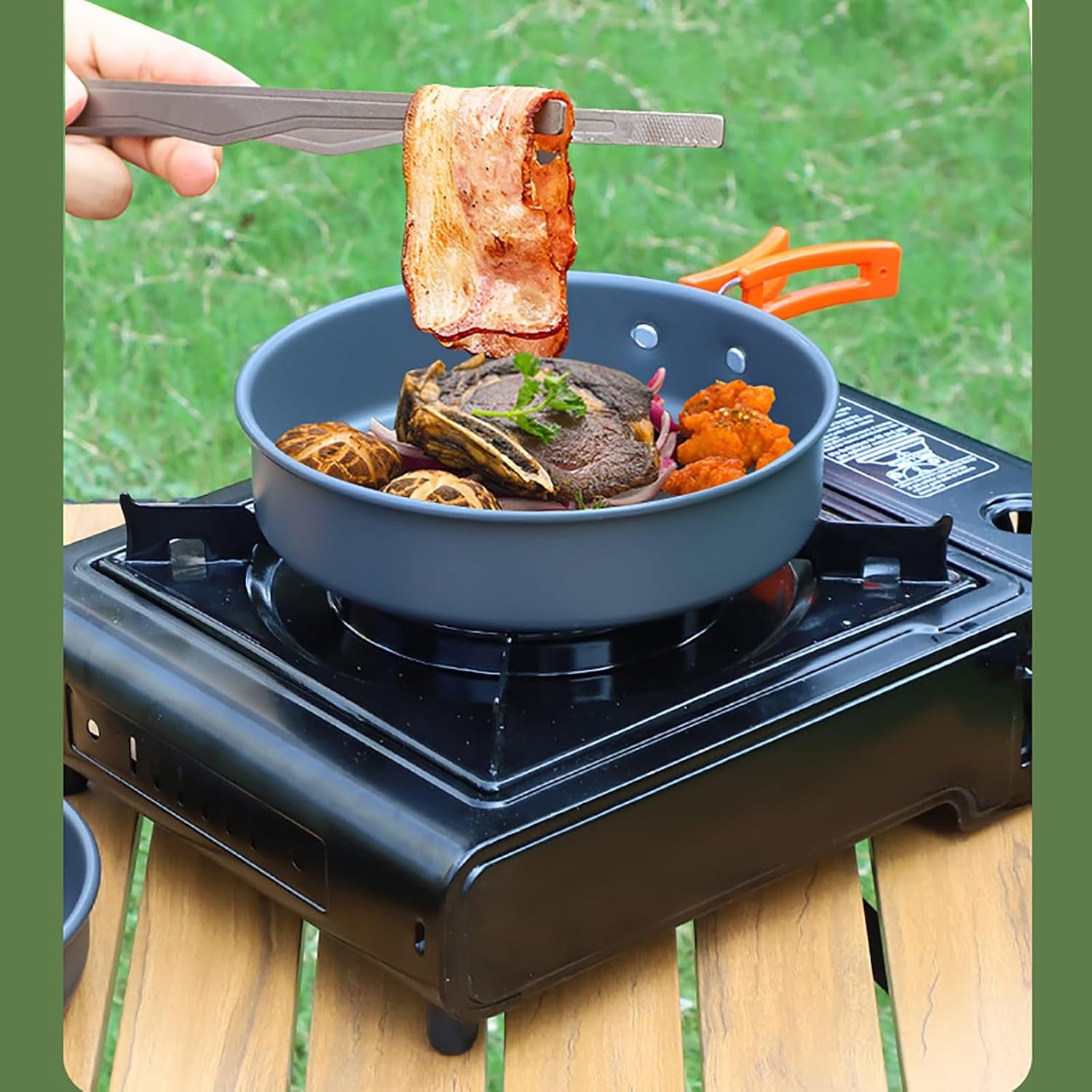 GAUDIO Camping Cookware Set, Camping Gear Campfire Utensils, Non-Stick Cooking Equipment, Lightweight Stackable Pot Pan Bowls with Storage Bag for Outdoor Hiking