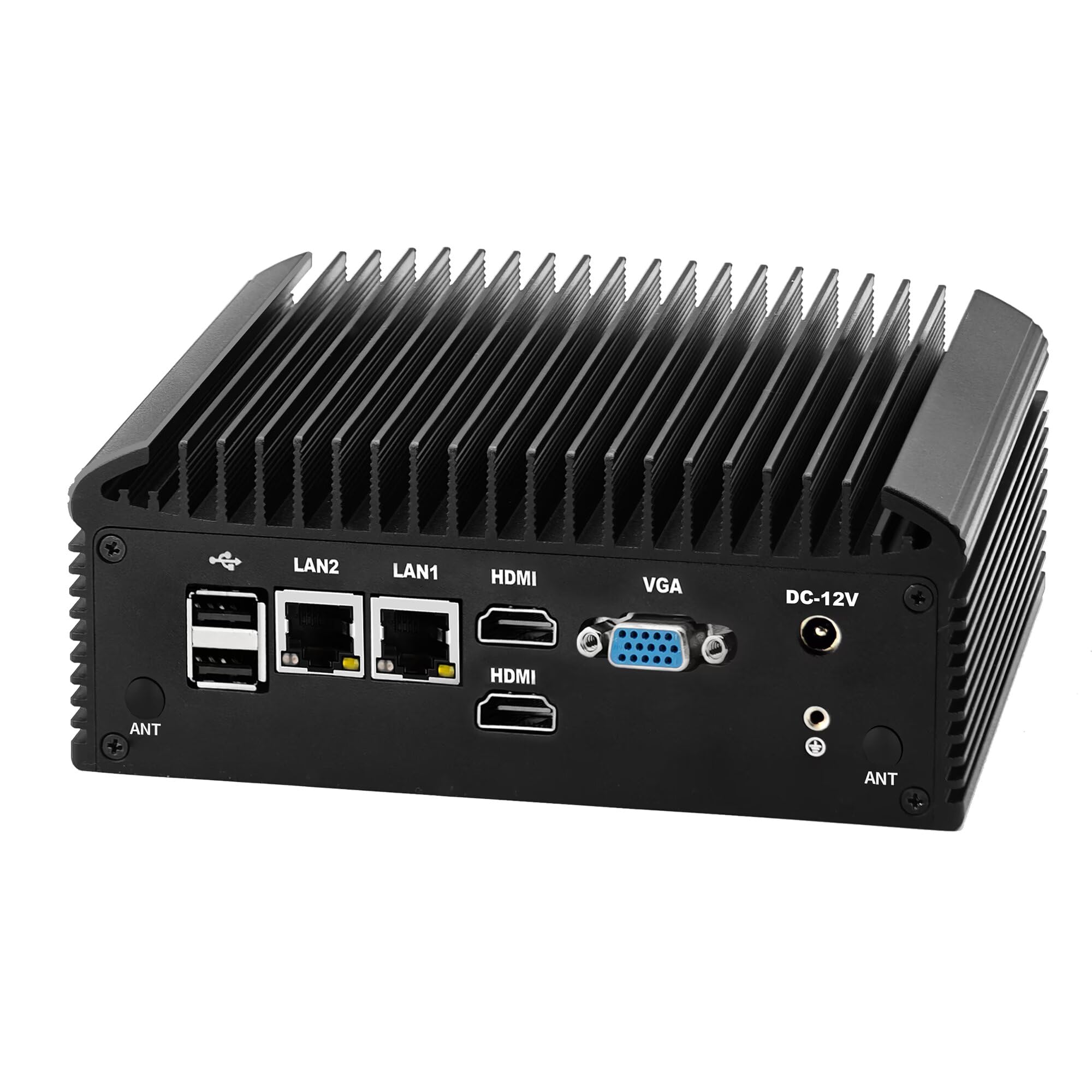 Industral Mini PC Fanless Low Power N100, Micro Embedded PC DDR4 0GB RAM 0GB SSD Barebone, WIFI/BT, Small Box Computer with 2 x RS232/422/485 COM, 2 x GbE LAN