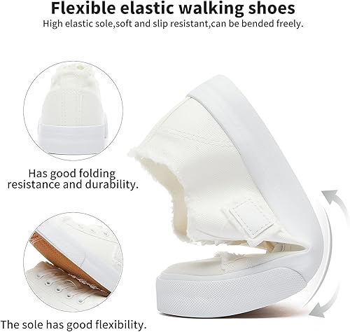 Miniatura 3 de Zapatos de lona para mujer, zapatos de lona de moda, zapatos casuales para caminar, Lienzo blanco