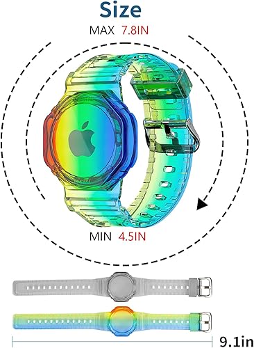 Miniatura 3 de SUPERNIGHT Paquete de 2 pulseras AirTag para niños, pulsera ajustable antipérdida, soporte oculto para reloj Air Tag, rastreador GPS ligero