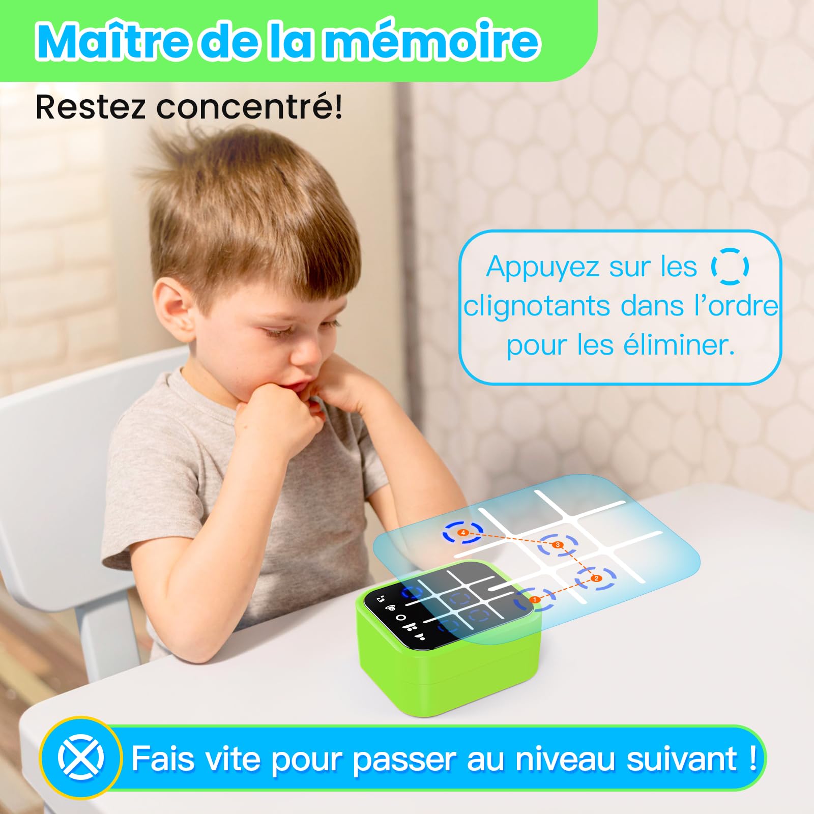 Boîte de Jeu Tic Tac Toe Rechargeable Contenant 5 Jeux Amusants pour Le Cerveau et la mémoire Console de Puzzle compacte Portable Jeux de Voyage pour Tous Les âges 3 + Cadeaux de Noël(Vert)