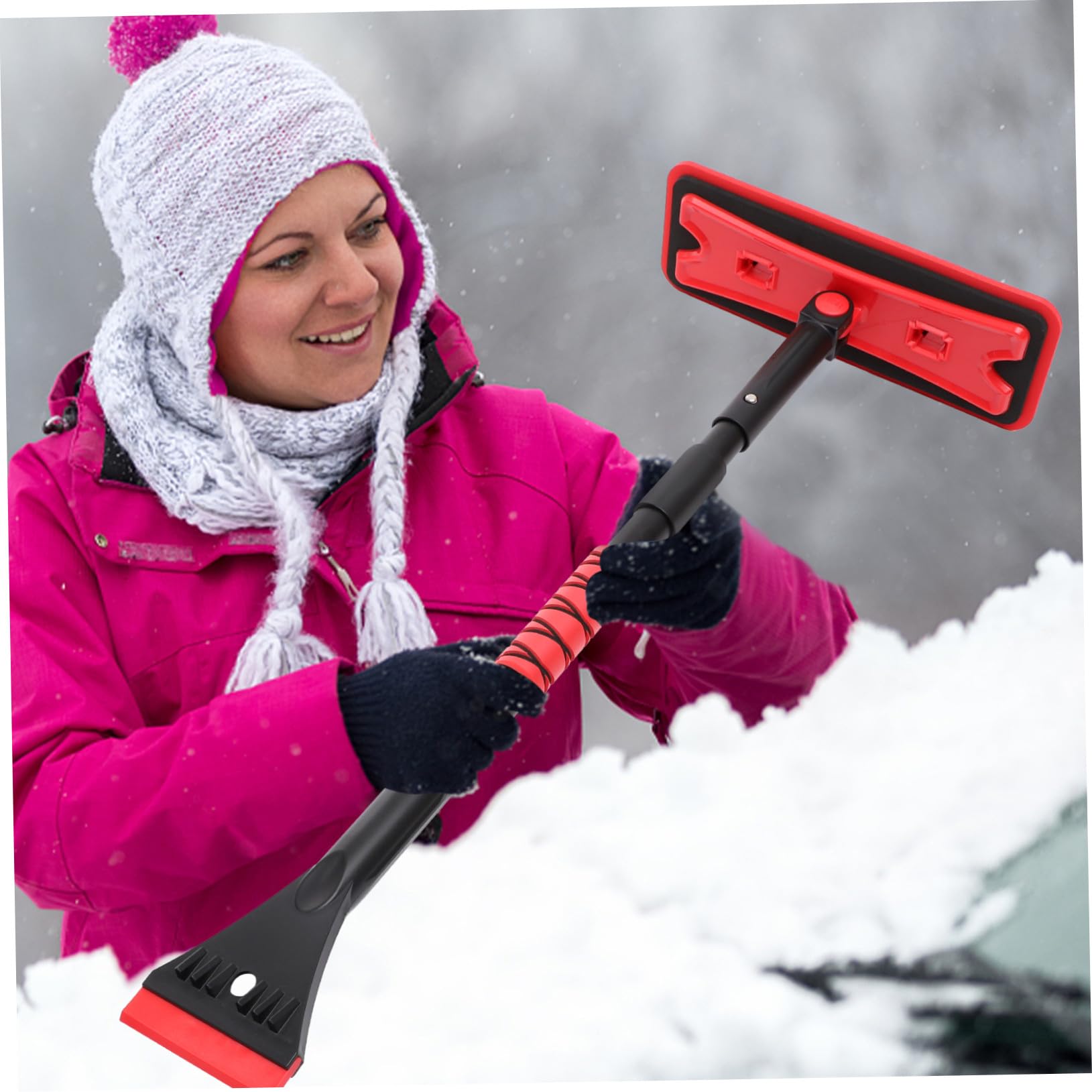 NOLITOY Eiskratzer für Autos Schneebesen und Ausziehbare Schneebürste Winterreinigungswerkzeuge für Windschutzscheiben EIS und Schneeentfernung für Lkws und Autos