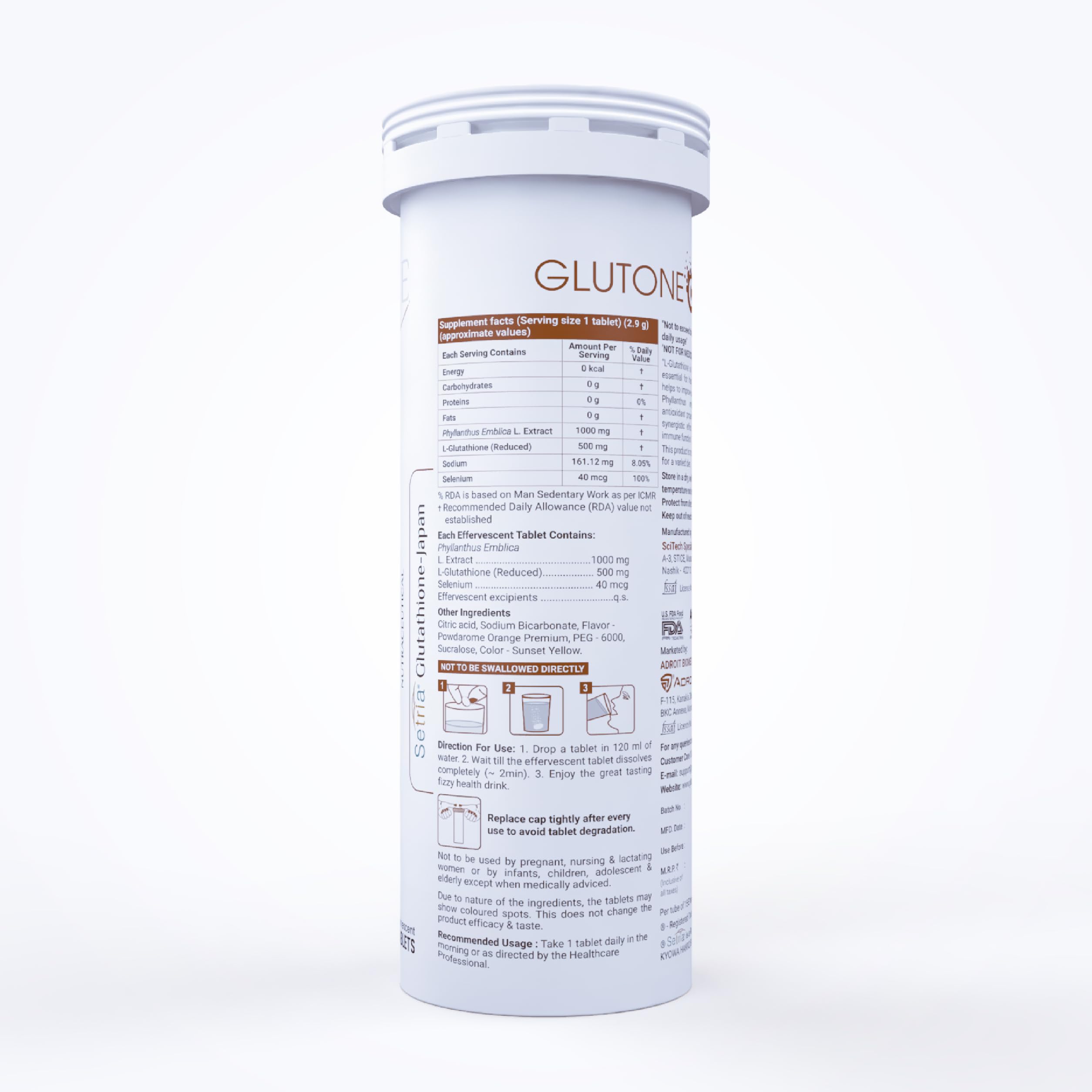 Glutone-C Daily Glow Effervescent Tablets | 500mg Setria L-Glutathione, Vitamin C from Amla Extract & Selenium | Refreshing Daily Glow Support Drink | Orange Flavour | 15 Tablets (Pack of 2) — Amazon image 7